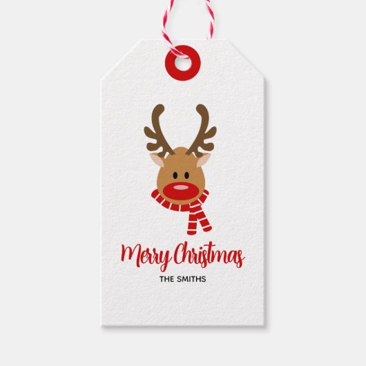 Reindeer Merry Kerstmis - JOY Cadeaulabel (Voorkant)