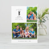 Reindeer Merry Kerstmis van New Home 2 Foto Feestdagenkaart (Staand voorkant)