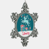 Reindeer met de naam snowflake-kerstversiering tin sneeuwvlok ornament (Links)