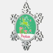 Reindeer met de naam snowflake-kerstversiering tin sneeuwvlok ornament (Rechts)