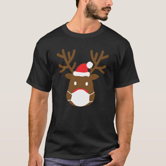 Reindeer met gezichtsmasker Kerstmis 2020 familie  T-shirt (Voorkant)