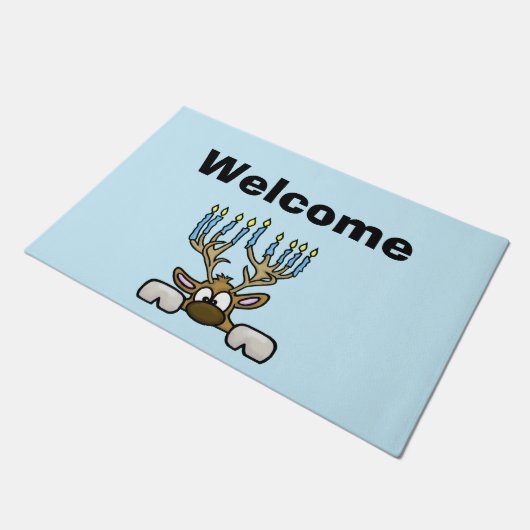 Reindeer met Menorah Antlers Chrismukkah Doormat Deurmat (Schuin)