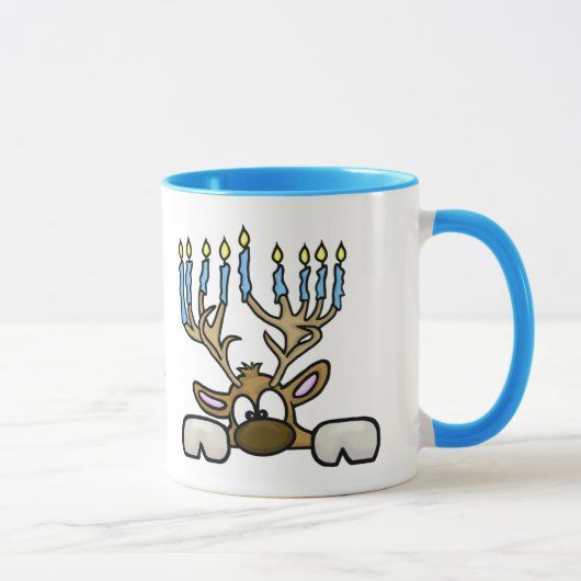 Reindeer met Menorah Antlers Chrismukkah Mok (Rechts)