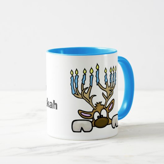 Reindeer met Menorah Antlers Chrismukkah Mok (Voorkant rechts)