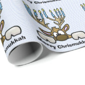 Reindeer met Menorah Antlers Chrismukkah Paper Cadeaupapier (Rol Hoek)