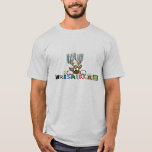 Reindeer met Menorah Antlers Chrismukkah T-Shirt<br><div class="desc">Dit t-shirt zit vol met een grafische pizazz! Het bevat mijn joodse rendier wiens tegenstanders lijken op een Menorah met het woord "Chrismukkah" hieronder geklapte grafische tekst. Hoewel ik dit laat zien op een T-shirt van een man, kun je dit ontwerp ook kopen op vrouwen, kinderen, tieners. En op elk...</div>