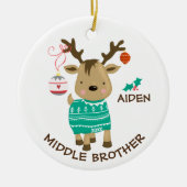 Reindeer Middle Brother Kerstversier Keramisch Ornament (Voorkant)