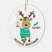 Reindeer Middle Brother Kerstversier Keramisch Ornament (Links)