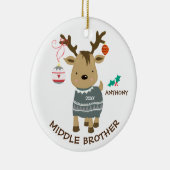 Reindeer Middle Brother Kerstversier Keramisch Ornament (Rechts)