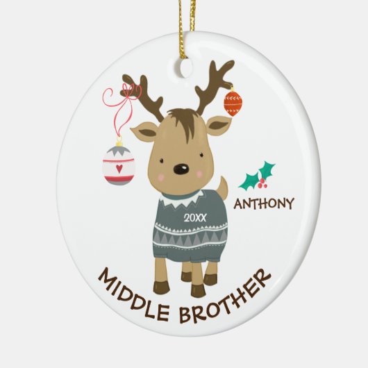 Reindeer Middle Brother Kerstversier Keramisch Ornament (Links)