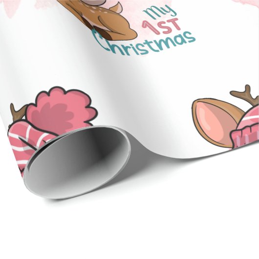 Reindeer, mijn eerste Kerstmis Cadeaupapier (Rol Hoek)