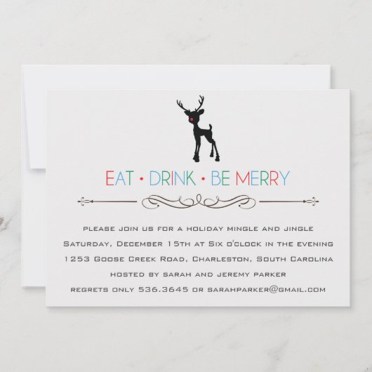 Reindeer Mingle en Jingle Invitation Kaart (Voorkant)