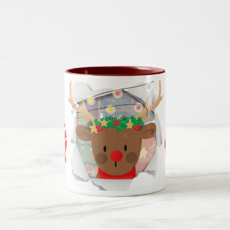Reindeer Mug For Gifting Tweekleurige Koffiemok