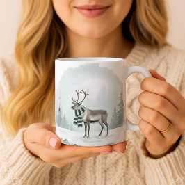 Reindeer Mug Watercolor Christmas Gift Winter Stag Koffiemok