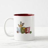 Reindeer Noel Holiday Tshirts en Gifts Tweekleurige Koffiemok (Links)