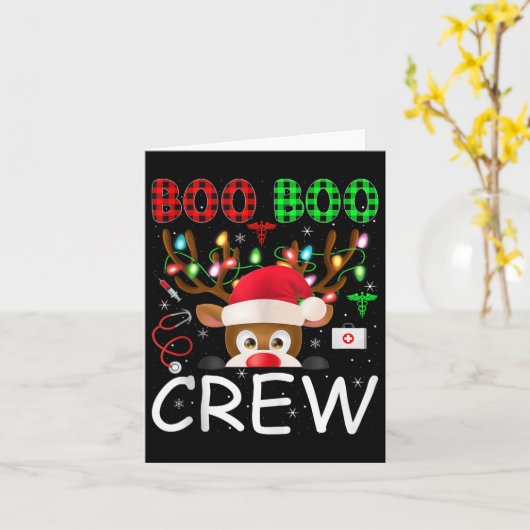 Reindeer Nurse Christmas Scrub Tops Boo Crew Nurse Kaart (Gele Bloem)