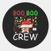 Reindeer Nurse Christmas Scrub Tops Boo Crew Nurse Ronde Sticker (Voorkant)