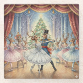 Reindeer Nutcracker Ballet, Glass Coaster Glazen Onderzetter (Voorkant)