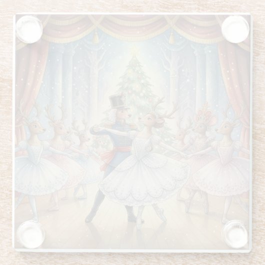 Reindeer Nutcracker Ballet, Glass Coaster Glazen Onderzetter (Achterkant)