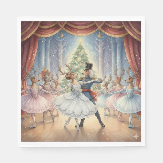 Reindeer Nutcracker Ballet, Napkins Servet (Voorkant)