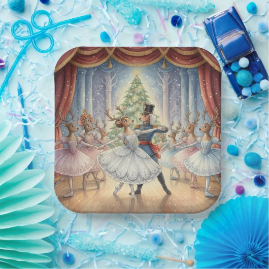 Reindeer Nutcracker Ballet, Paper Plates Papieren Bordje (Feest)