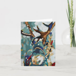 Reindeer Original Painting Holiday Card Kaart