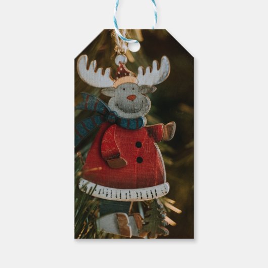 Reindeer Ornament Kerstmis Cadeaulabel (Voorkant)