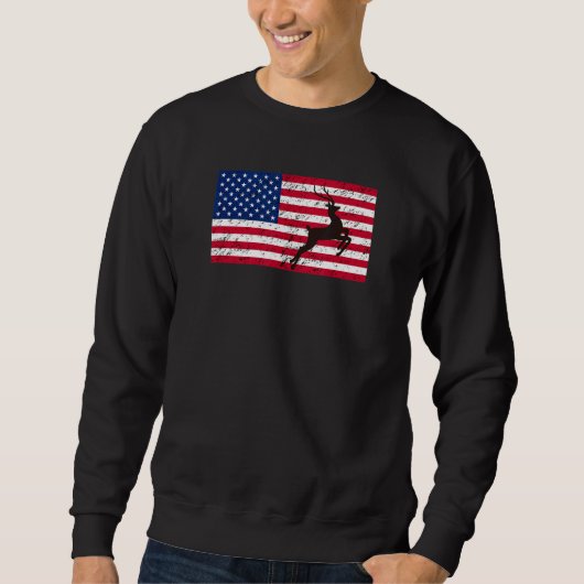 Reindeer Patriotic American Flag Trui (Voorkant)