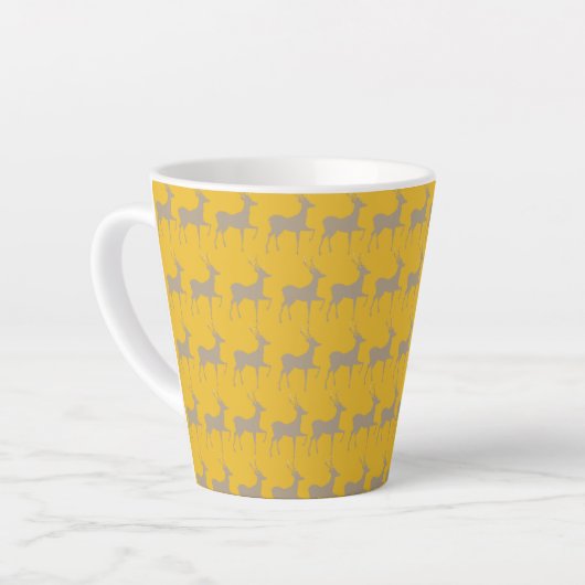 Reindeer Pattern Latte Mug - Mustard Yellow Christ Latte Mok (Linkerhoek)