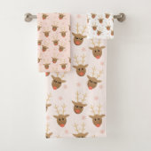 Reindeer Pattern Winter Snowflakes Sinaasappel Bad Handdoek (Insitu)