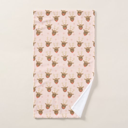 Reindeer Pattern Winter Snowflakes Sinaasappel Bad Handdoek (Handdoek)