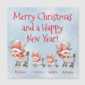 Reindeer personaliseert familie Merry Kerstmagneet (Voorkant)