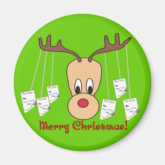 Reindeer Pharmacy Merry Kerstmis Magneet (Voorkant)