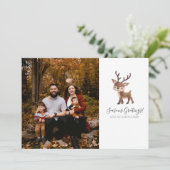 Reindeer Photo Christmas Card Feestdagenkaart (Staand voorkant)