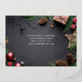 Reindeer & Pine Rustic-kerstfeest Folie Uitnodiging (Achterkant)