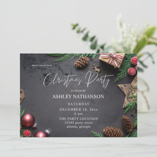 Reindeer & Pine Rustic-kerstfeest Kaart (Staand voorkant)