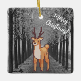 Reindeer, pixelart Merry Christmas, Pixel Art  Keramisch Ornament