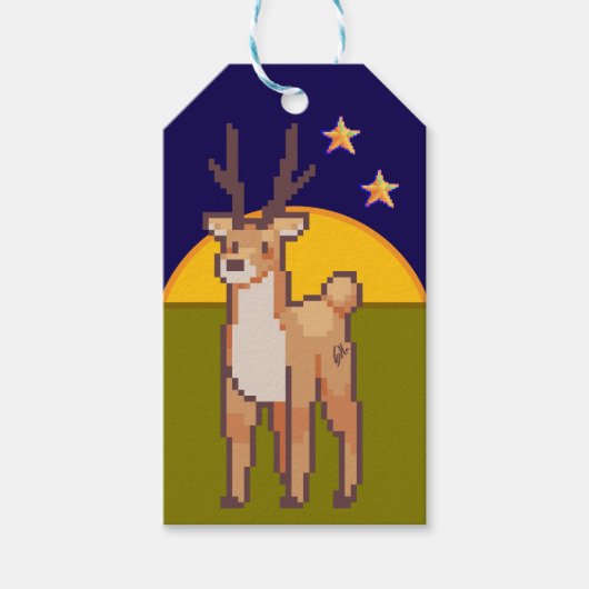 Reindeer, Pixelart, Pixel, Art  Cadeaulabel (Voorkant)
