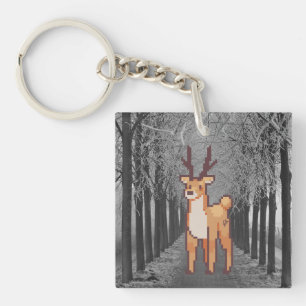 Reindeer, pixelart, Pixel Art Sleutelhanger