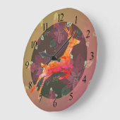 Reindeer Poinsettia Holiday Grote Klok (Hoek)