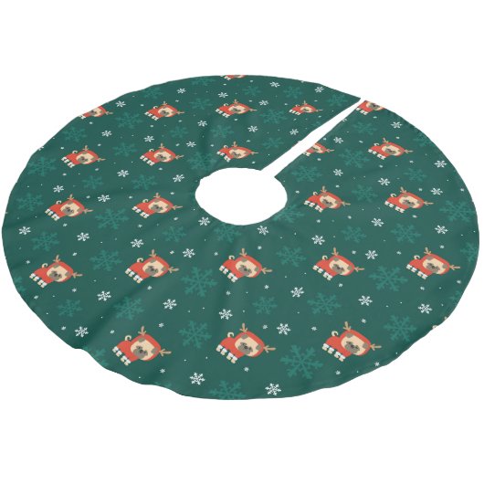 Reindeer Pug-kerstpatroon Kerstboom Rok (Gekanteld)