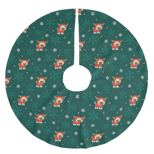 Reindeer Pug-kerstpatroon Kerstboom Rok (Voorkant)