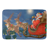 Reindeer Pulling Santa Claus Sleigh | Kerstmis Badmat (Voorkant)
