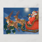 Reindeer Pulling Santa Claus Sleigh | Kerstmis Feestdagenkaart (Voorkant)