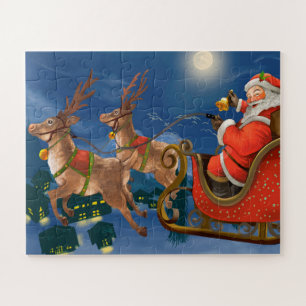 Reindeer Pulling Santa Claus Sleigh   Kerstmis Legpuzzel