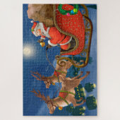 Reindeer Pulling Santa Claus Sleigh | Kerstmis Legpuzzel (Verticaal)