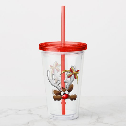 Reindeer Puzzled Funny Kerstpersonage Acryl Drinkbeker (Voorkant)
