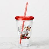 Reindeer Puzzled Funny Kerstpersonage Acryl Drinkbeker (Achterkant)