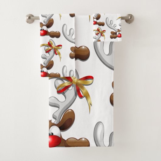 Reindeer Puzzled Funny Kerstpersonage Bad Handdoek (Insitu)