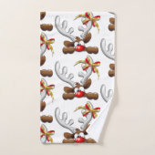 Reindeer Puzzled Funny Kerstpersonage Bad Handdoek (Handdoek)